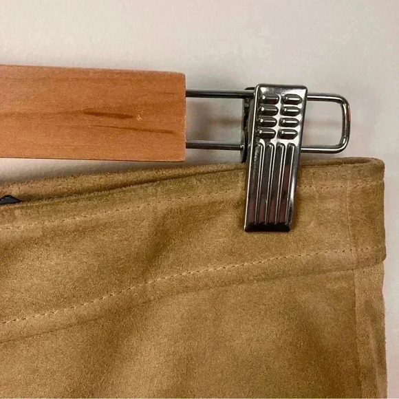 BANANA REPUBLIC  Y2K  Size 6 Tan Leather/Suede Front Slit  Skirt VINTAGE - Picture 4 of 15